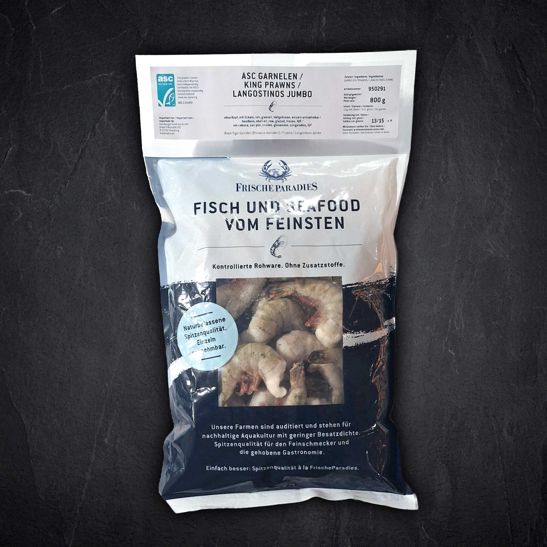 ASC Black Tiger Garnelen ohne Kopf mit Schale 13/15
