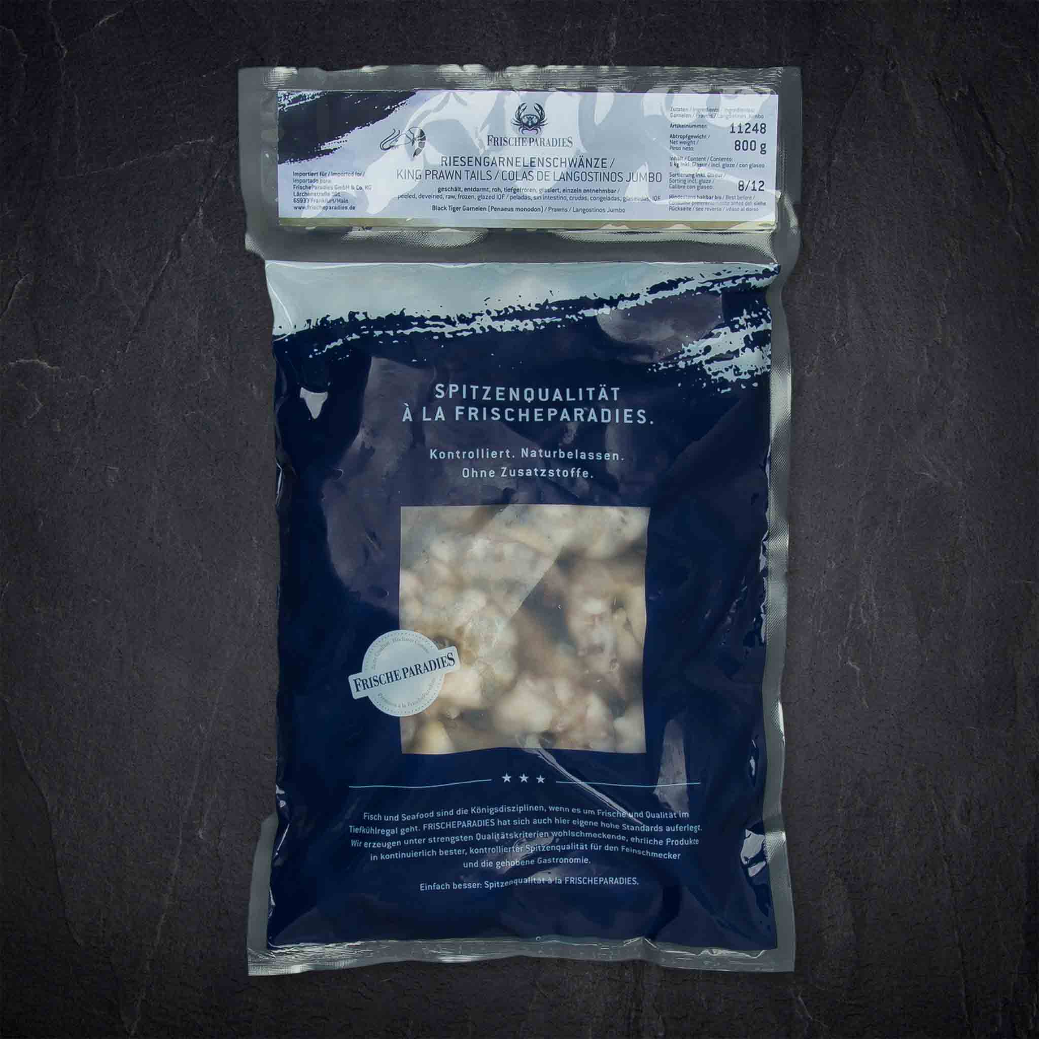 Produktbild: 897358_Seafood_TK_FP_Garnelen_SW_oK_mS_8-12_IQF_AQ_TK_0_8kgnetto_20_Glasur_PenaeusMonodon_Aquakultur_Vietnam