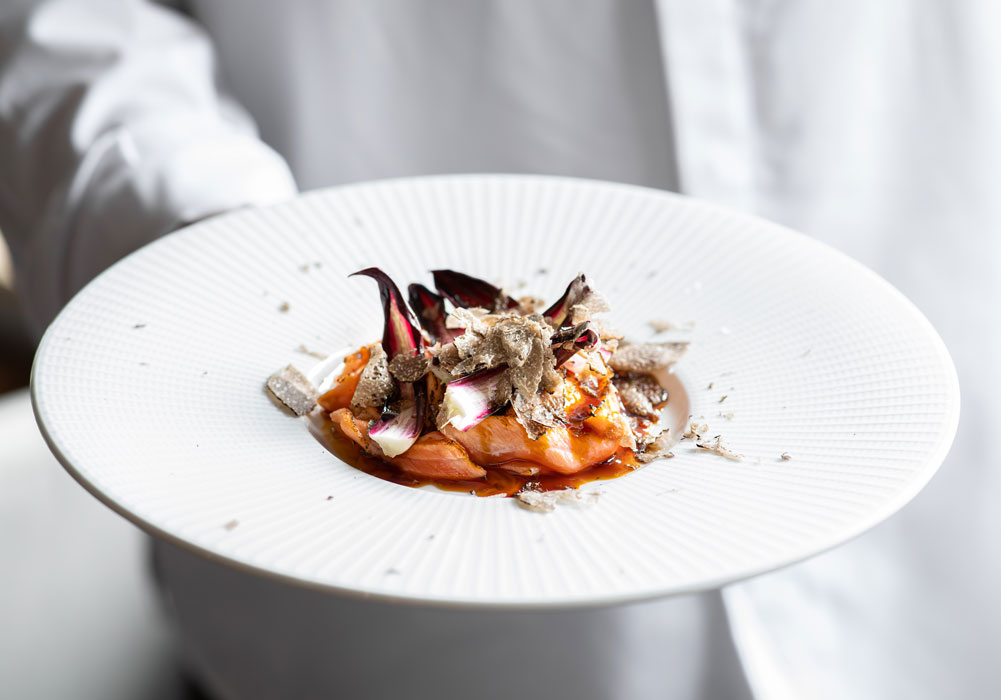 Lachs, Räucherlachs, Gericht, Fischgericht, Trüffeln