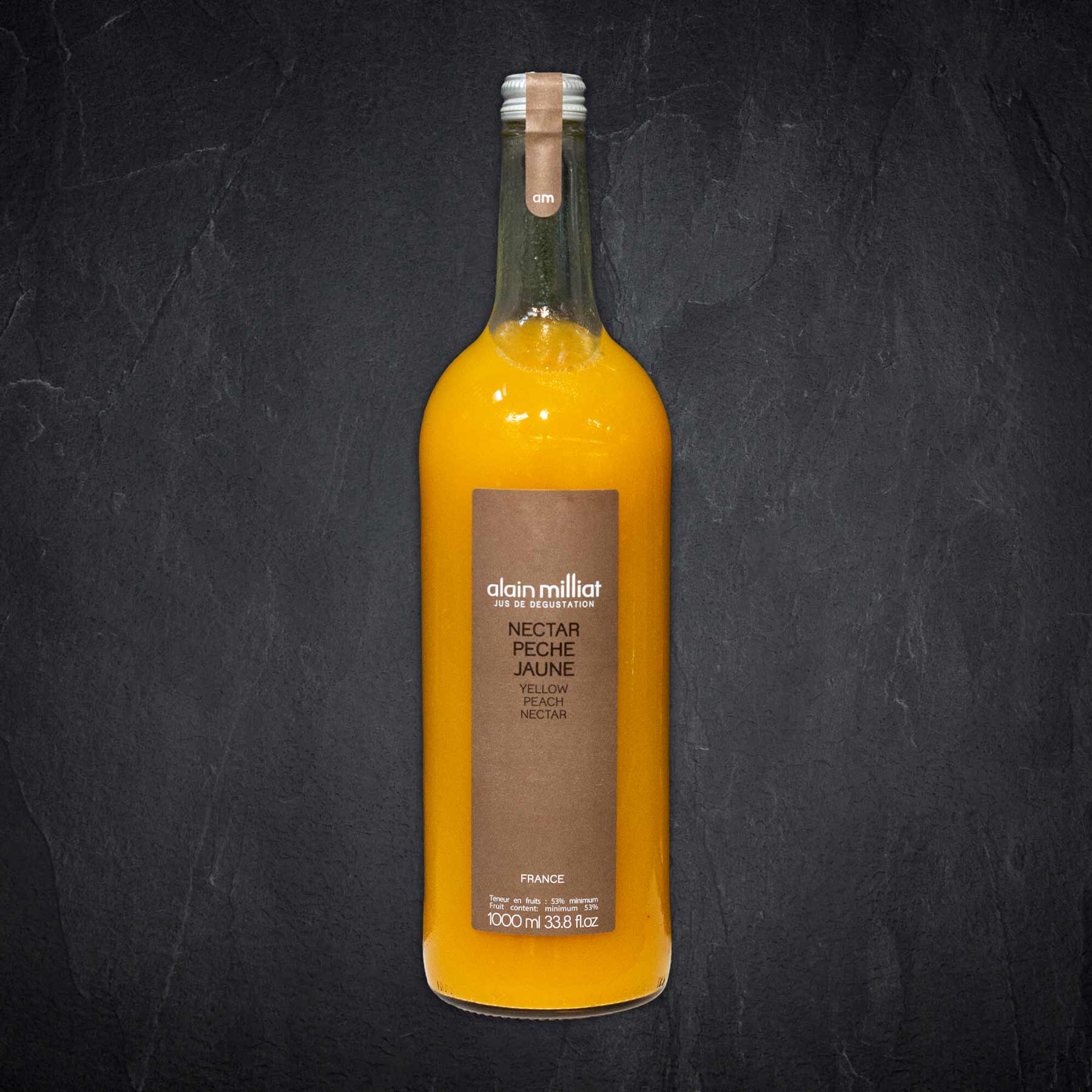 Orangensaft, Pfirsich, Flasche, Glasflasche, Etikett