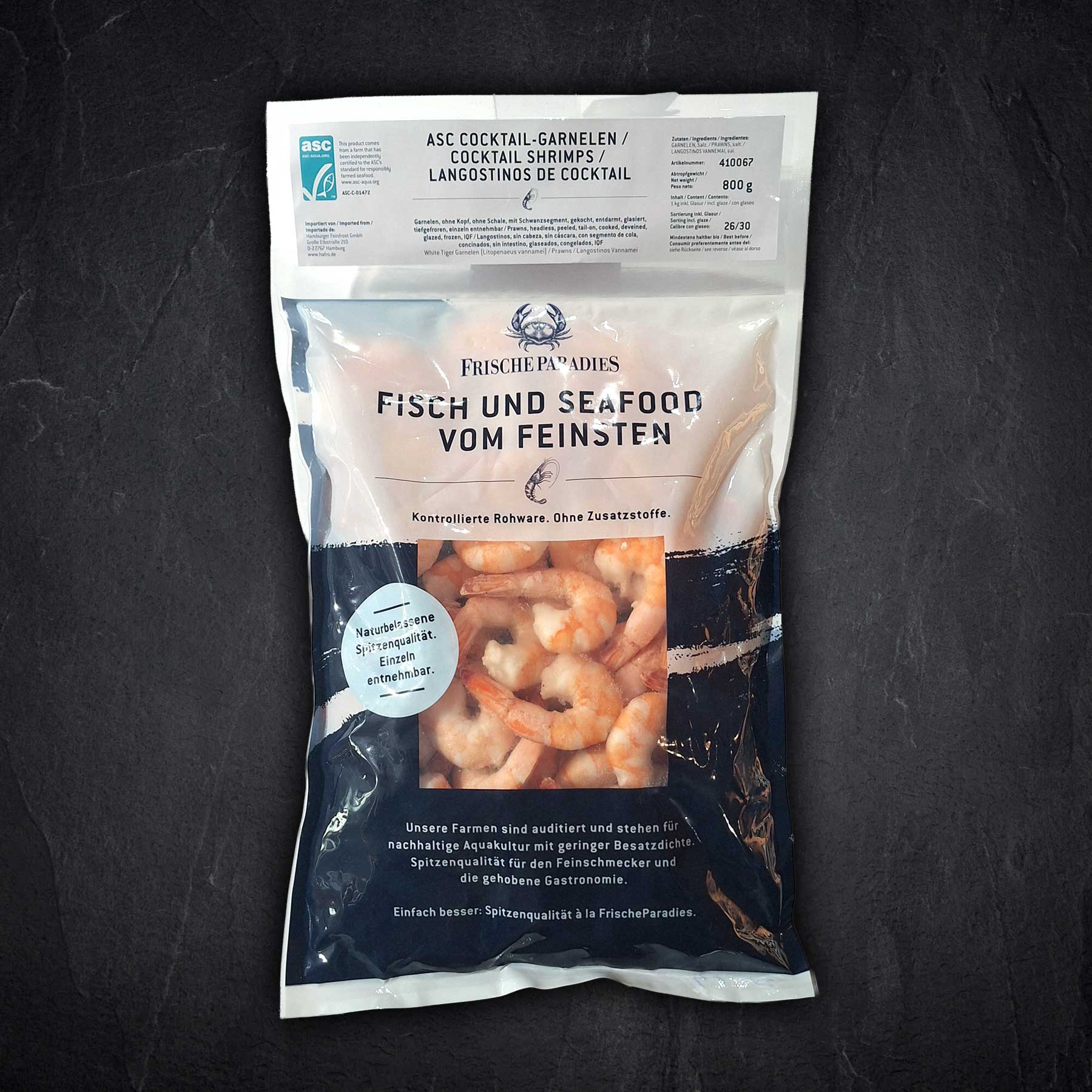 ASC Cocktail Garnelen gekocht ohne Kopf ohne Schale 26/30