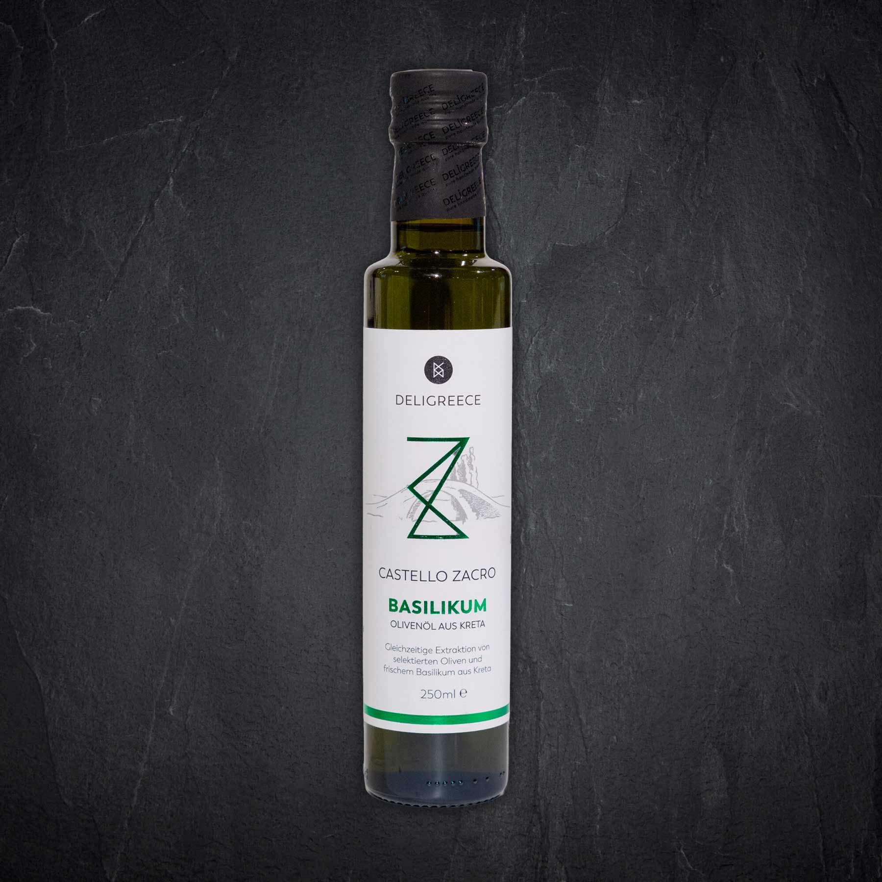 olivenöl, basilikum, creolölig, glasklare flasche, 250 ml