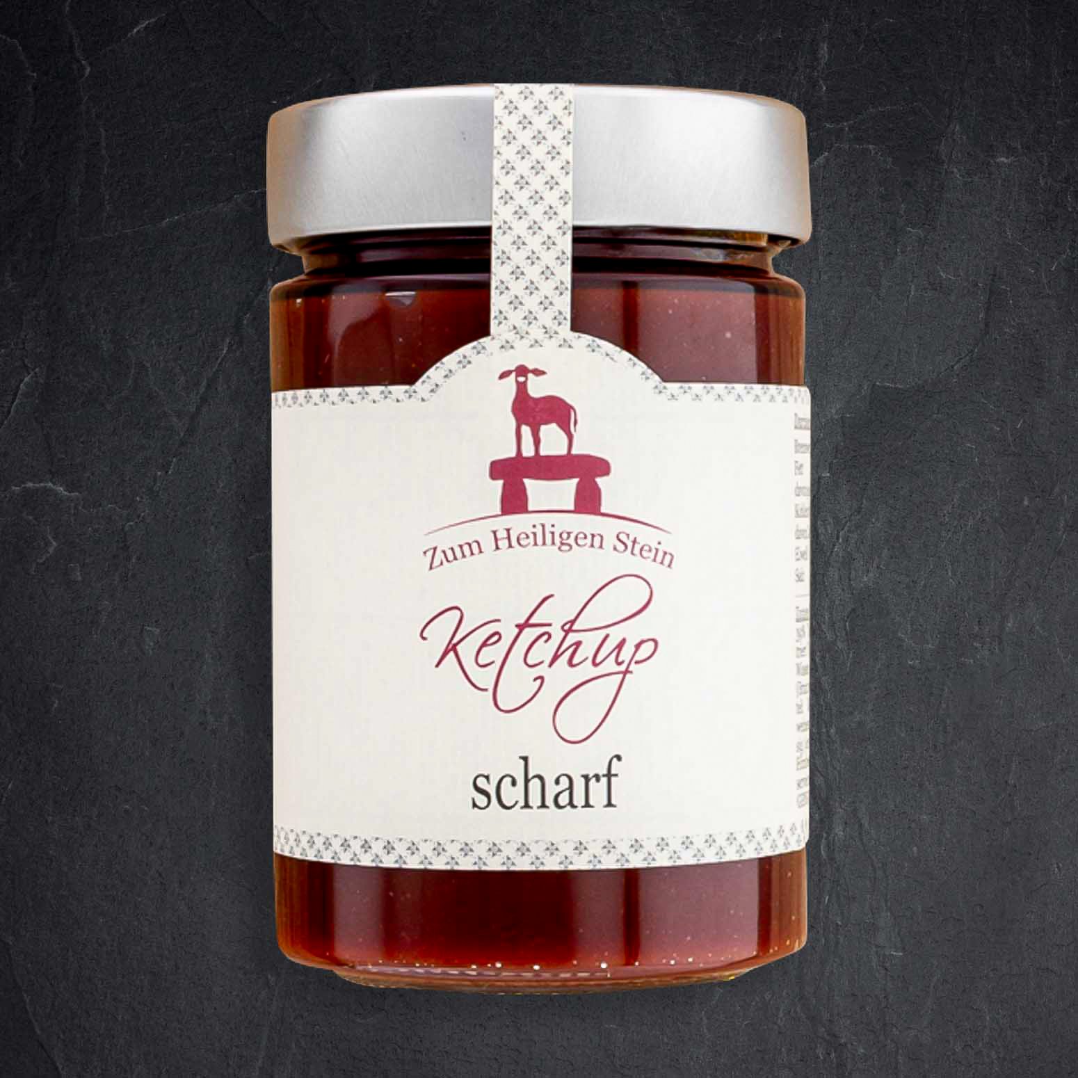 870775_Ketchup_scharf_400g_Heiliger_Stein Produktbild: 870775_Ketchup_scharf_400g_Heiliger_Stein