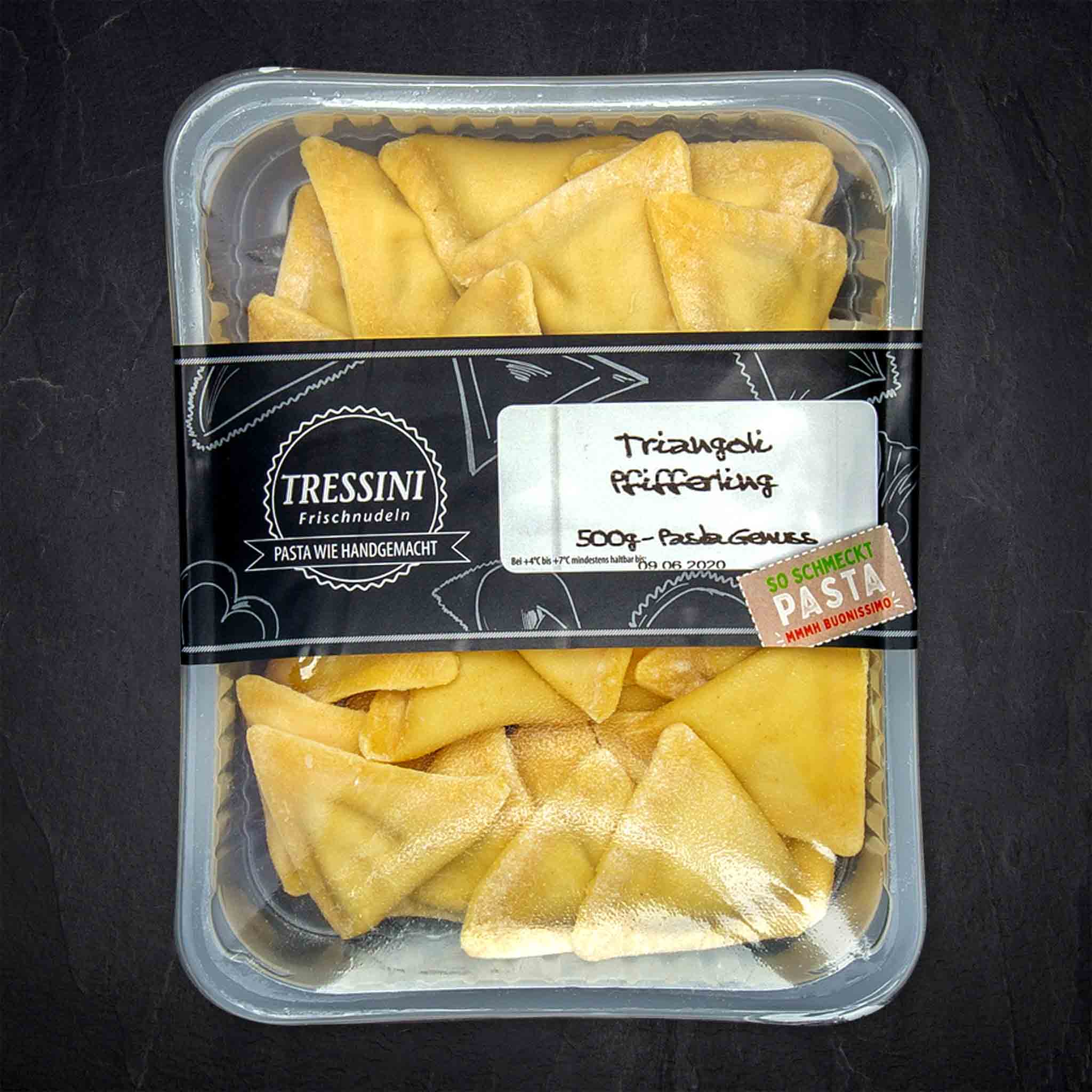 Produktbild: 719024_Teigwaren_Beilagen_Triangoli_Pfifferlinge_500g_TRESS