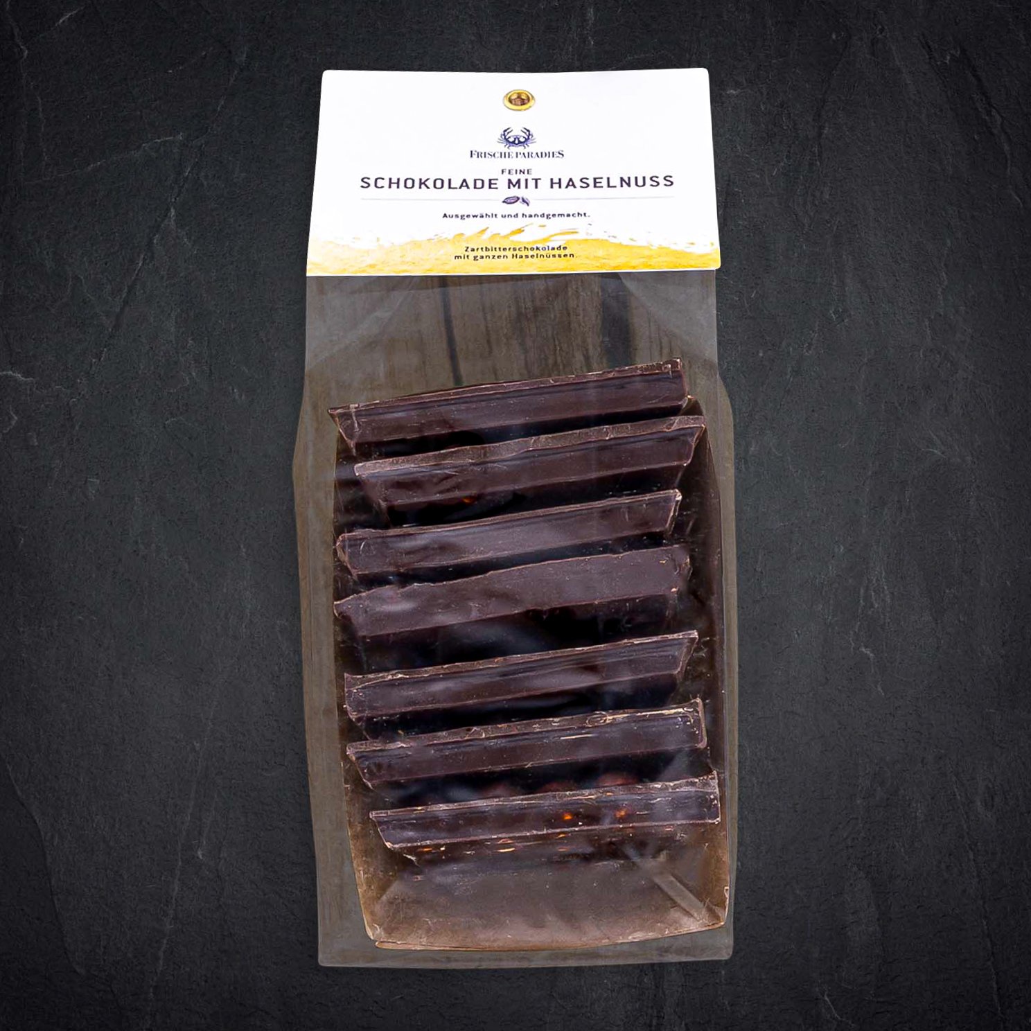 Produktbild: 240577FrischeParadies_Bruchschokolade_Zartbitter_Haselnuss
