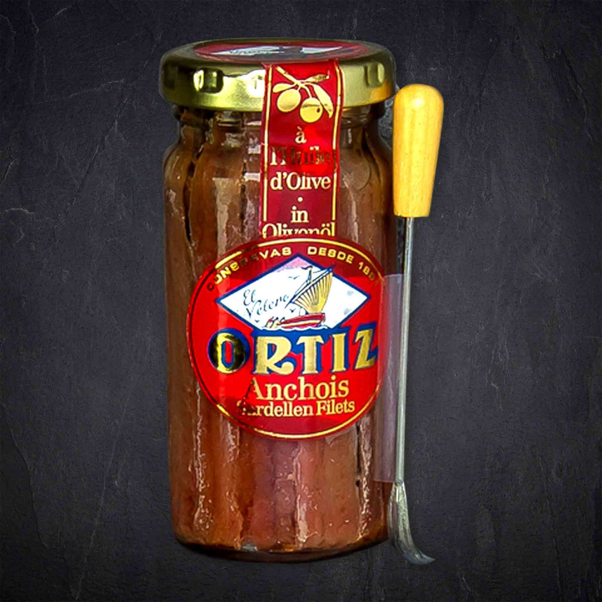 408962_Trocken_Anchovis_inOliveno_l_95g_Ortiz__2__B2BFP Produktbild: 408962_Trocken_Anchovis_inOliveno_l_95g_Ortiz