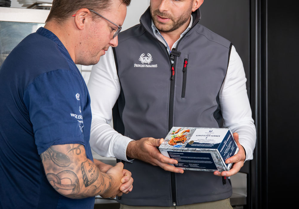 arbeitsshirt, usw, box, delikatessen, fisch