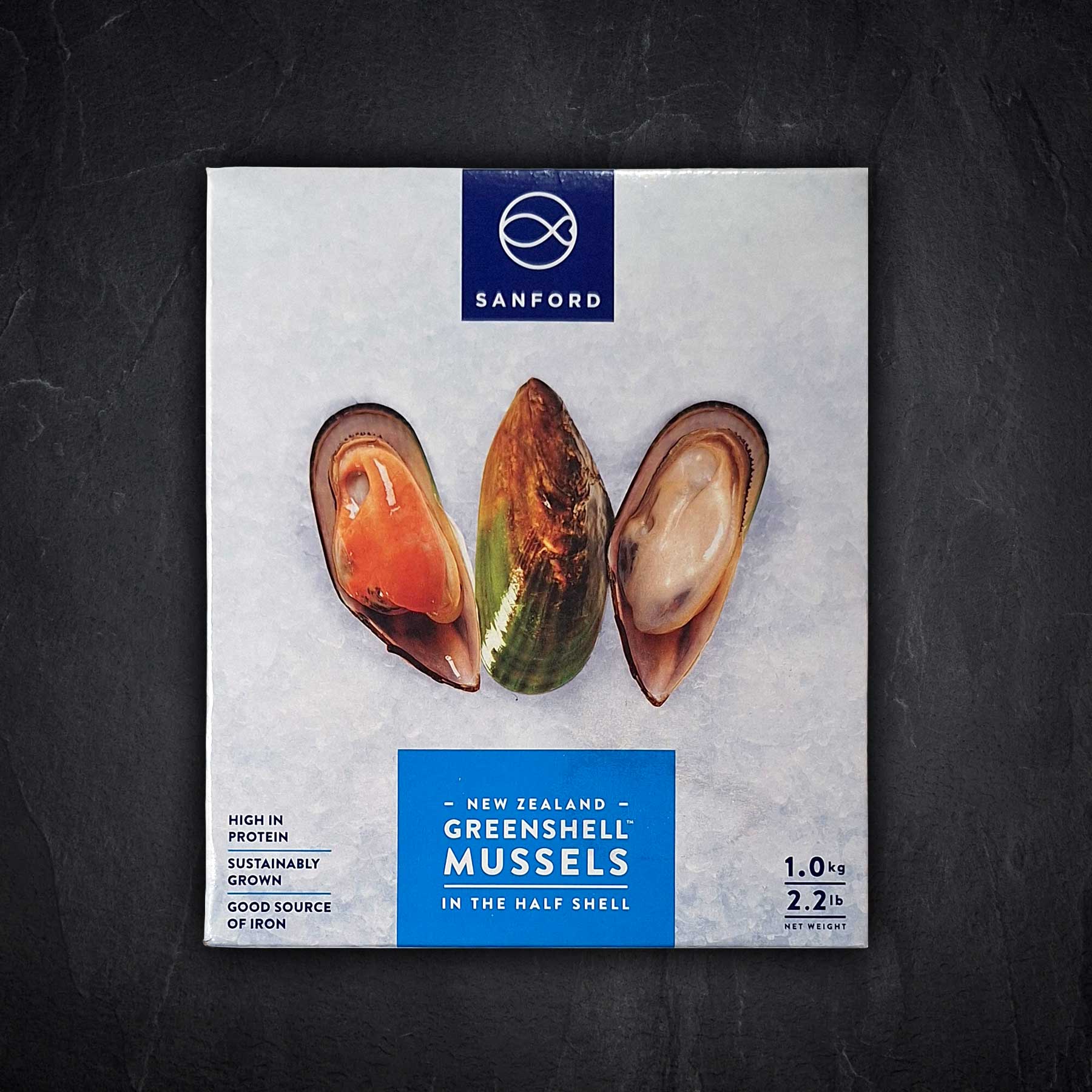 Grünschalmuscheln 30/40 in halber Schale