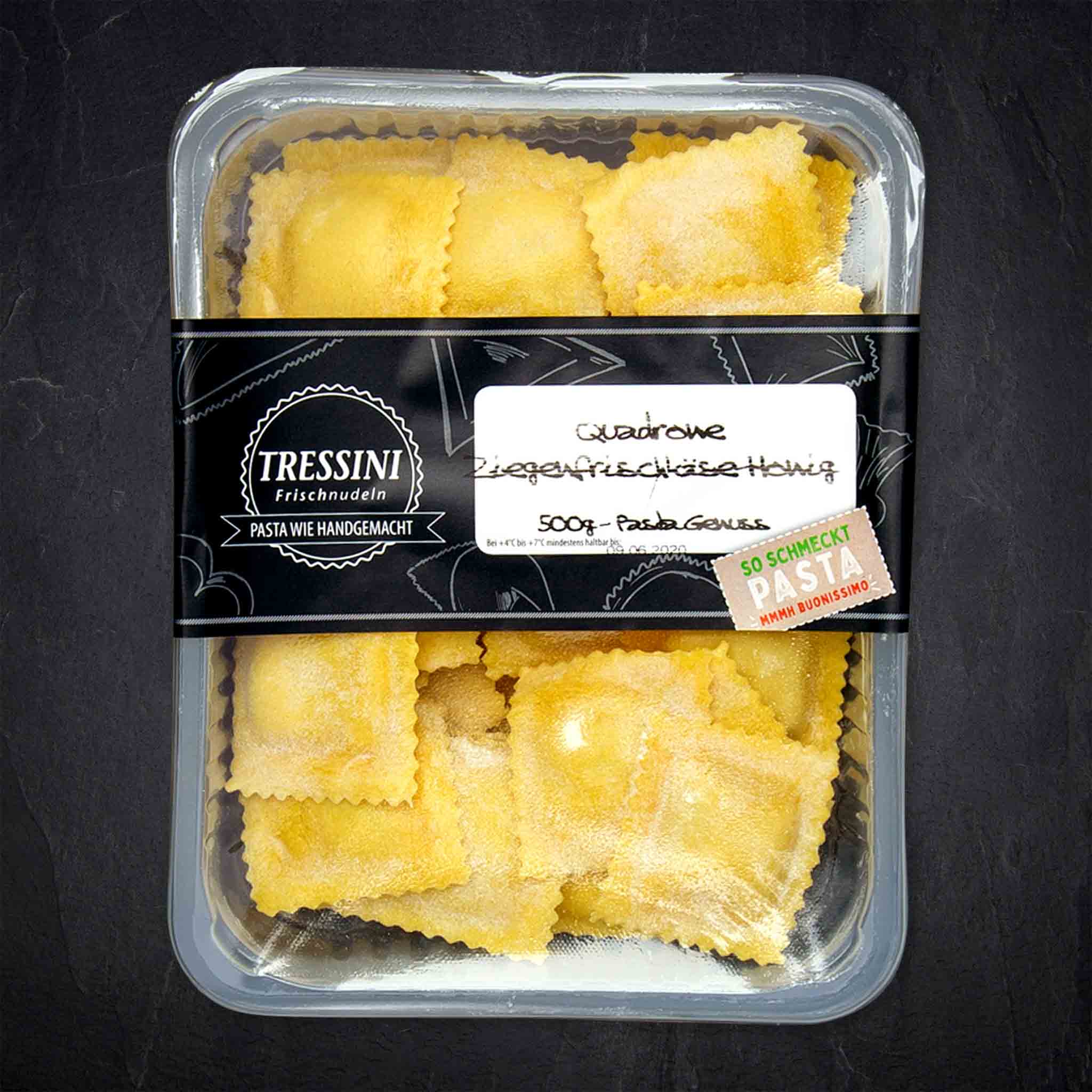 Produktbild: 676714_Teigwaren_Beilagen_Quadrone_Ziegenka_se_Honig_500g_TRESS