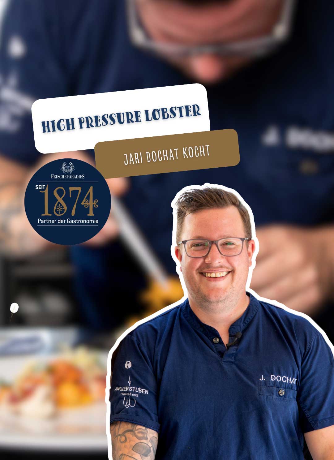 lobster, koch, chef, apron, badge