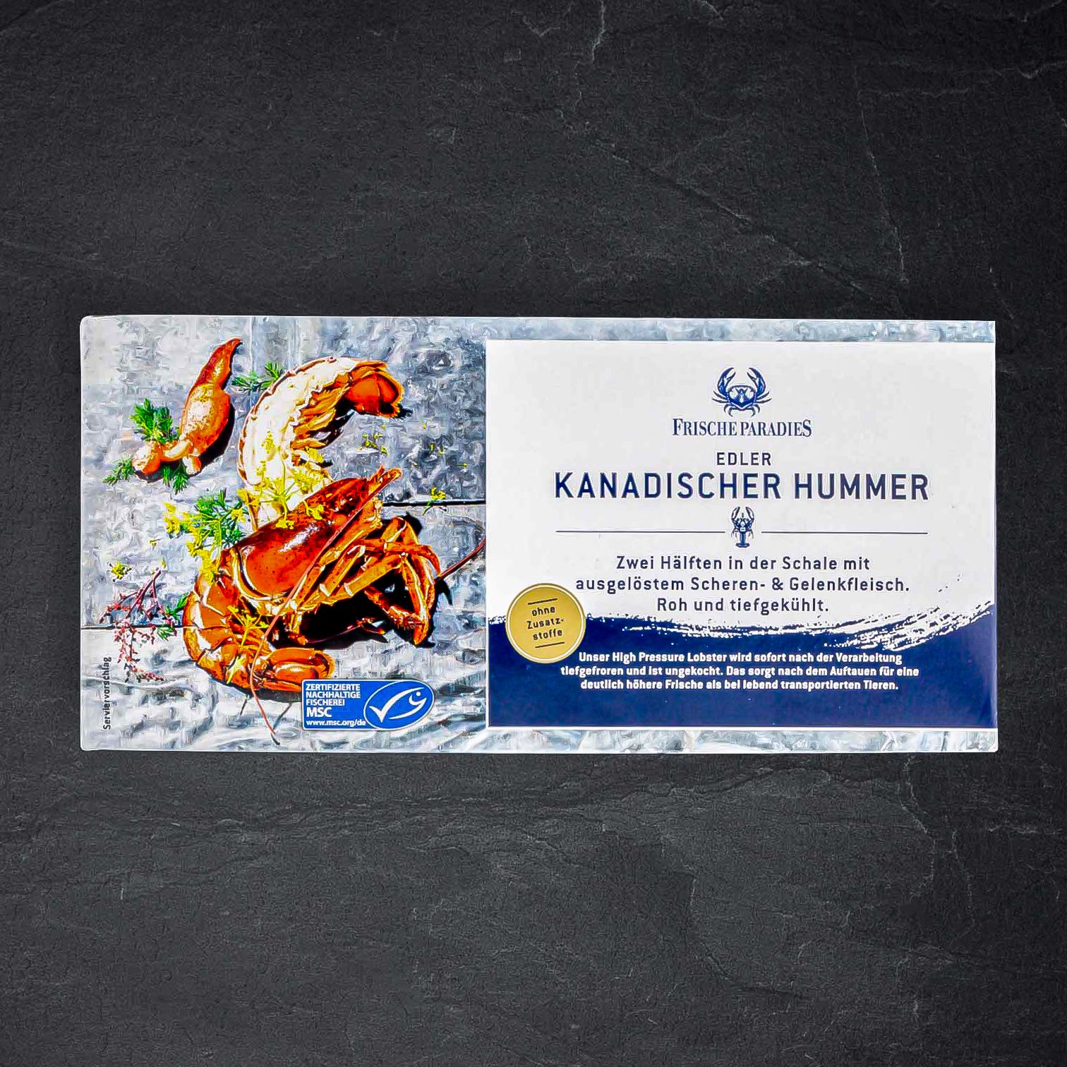 872173_FrischeParadies_MSC_High_Pressure_Lobster_Hummer_halbiert Produktbild: 872173_FrischeParadies_MSC_High_Pressure_Lobster_Hummer_halbiert