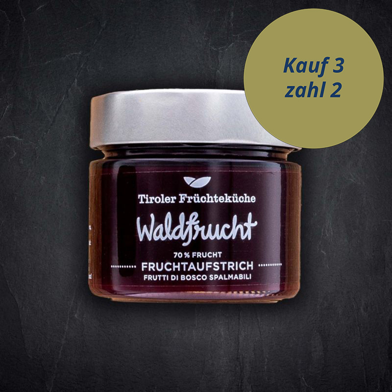 Fruchtaufstrich, Waldfrucht, Glasgefäß, 70% Frucht, Fruchtaufstrich Waldbeere