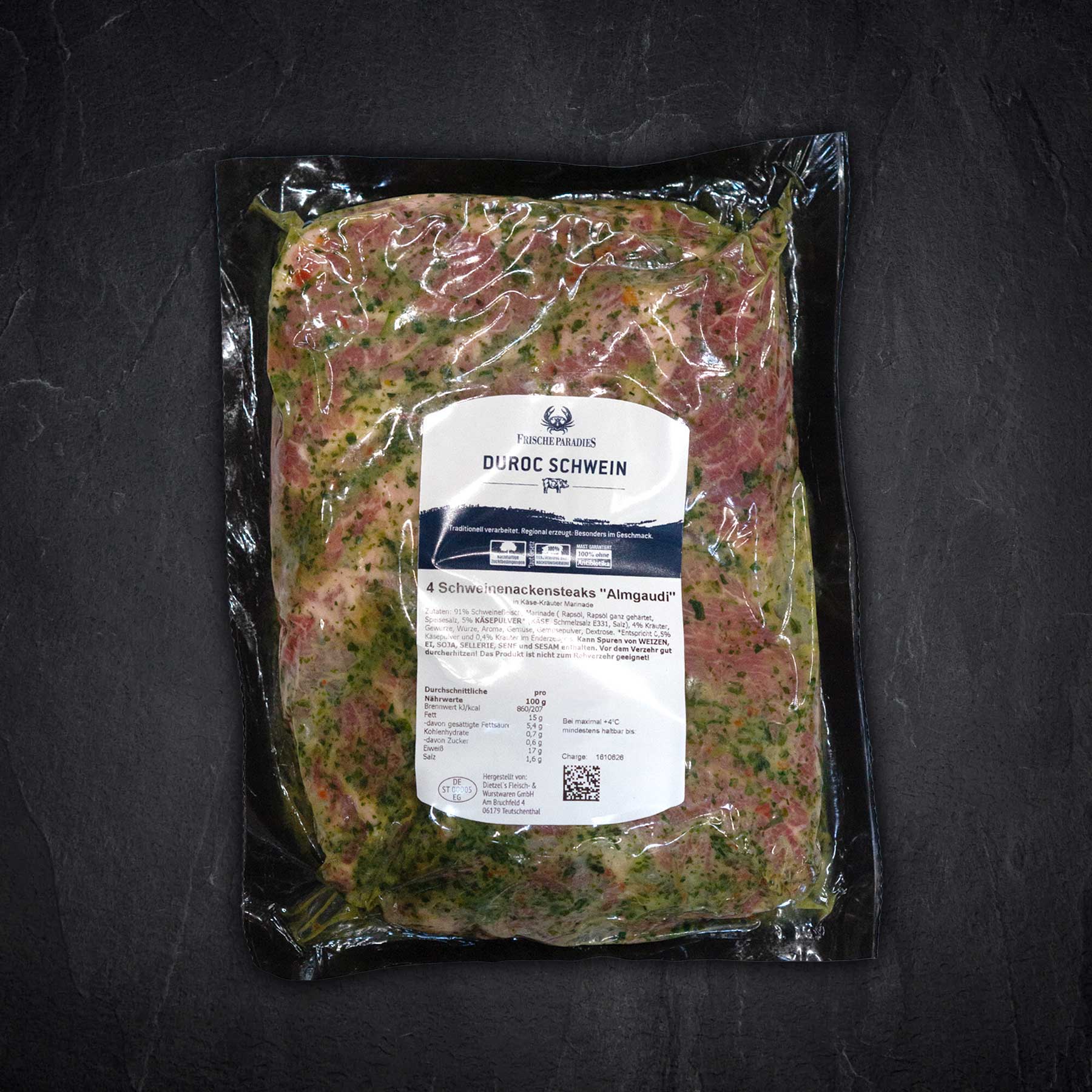 Schweine-Nackensteaks mit Almgaudi-Marinade