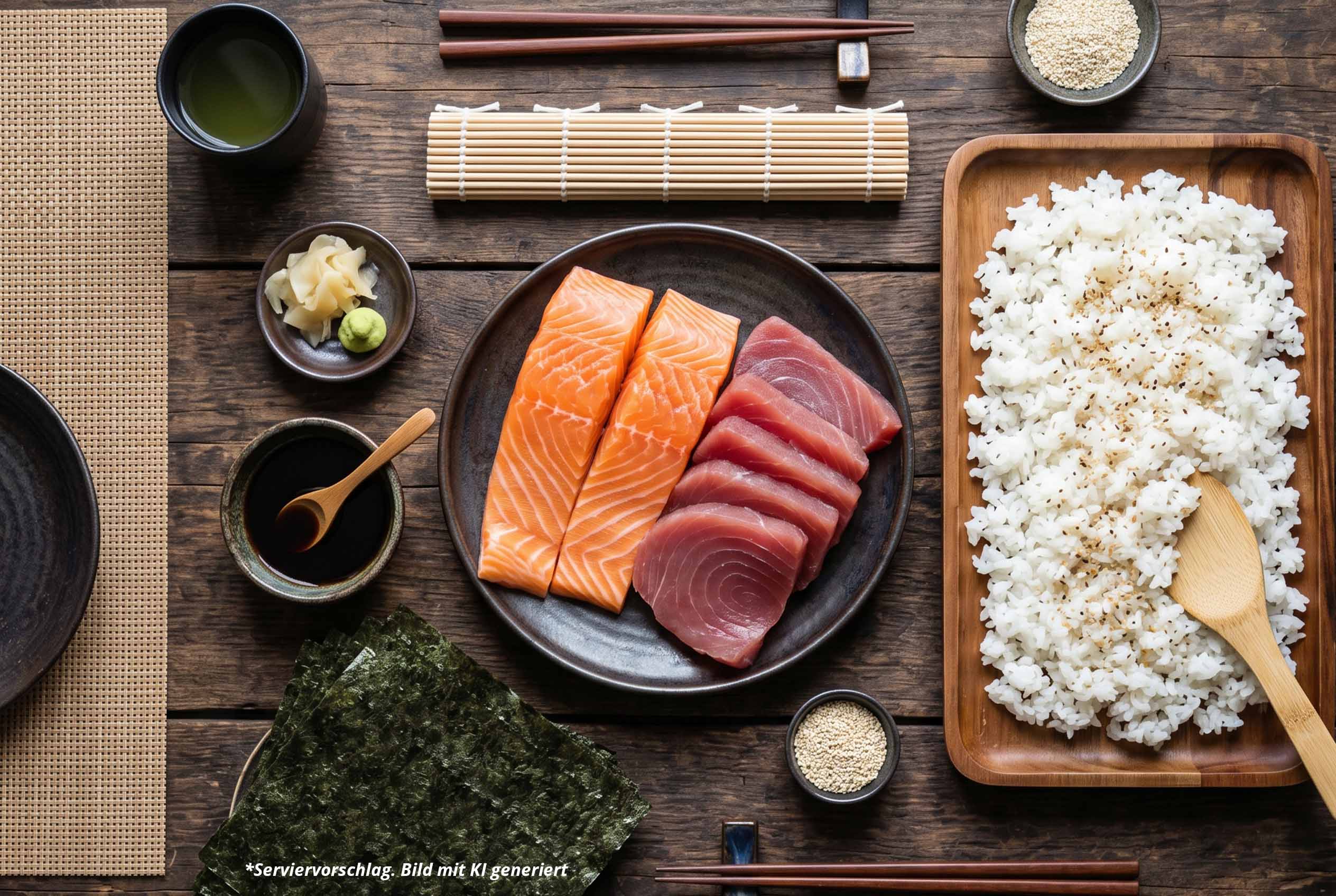 Lachs, Thunfisch, Reis, Sushi, Chopsticks