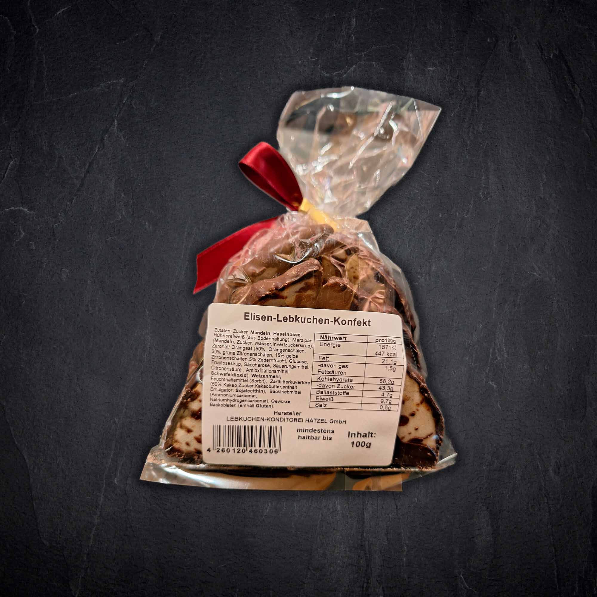 Produktbild: Lebkuchenkonfekt zartbitter hatz 100g hinten