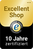 TrustedShops Badge 10 Jahre zertifiziert Excellent Shop